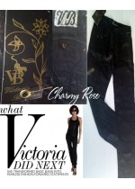 Дънки Victoria Beckham Rock and Republic черни ламе size 27